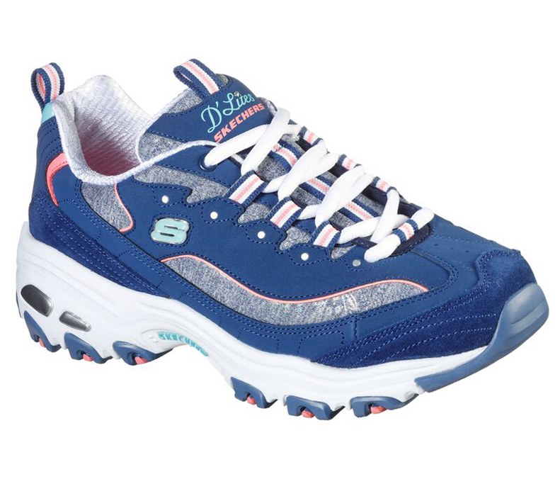 Skechers D'lites - Sparkling Rain - Womens Casual Shoes Navy/Pink [AU-IF6752]